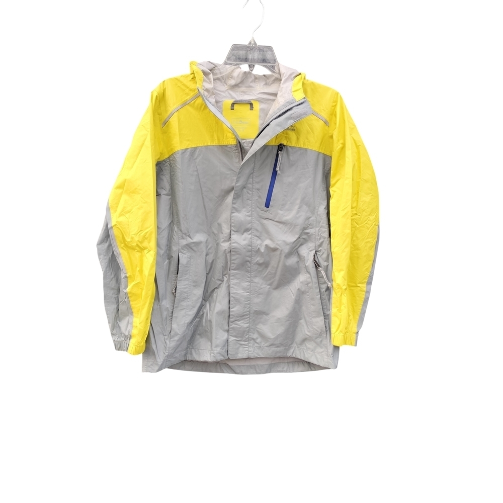 LL Bean Kids' Trail Model Rain Jacket, yellow/gray, size 18, Boy